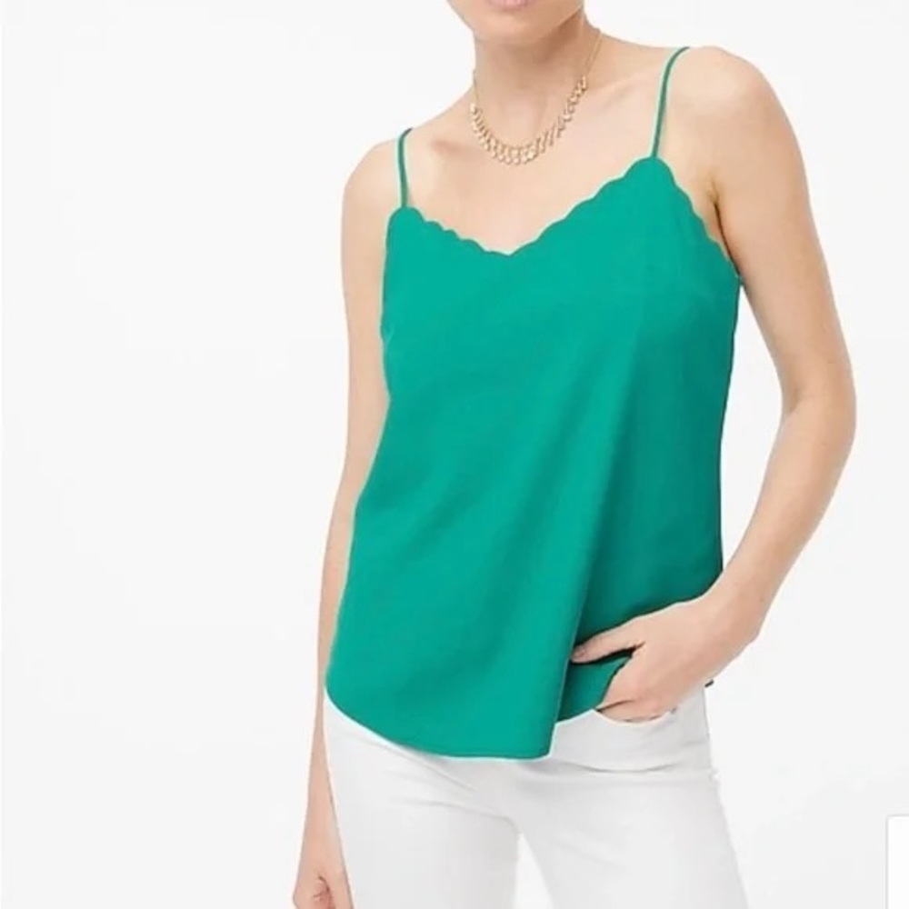 J. Crew scalloped cami sleeveless blouse green size 0